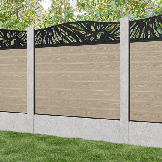 Classic Poppy Curved Top Fence Panel - Light Oak - for existing concrete posts