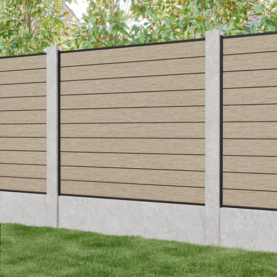 Fusion Fence Panel - Light Oak - for existing concrete posts