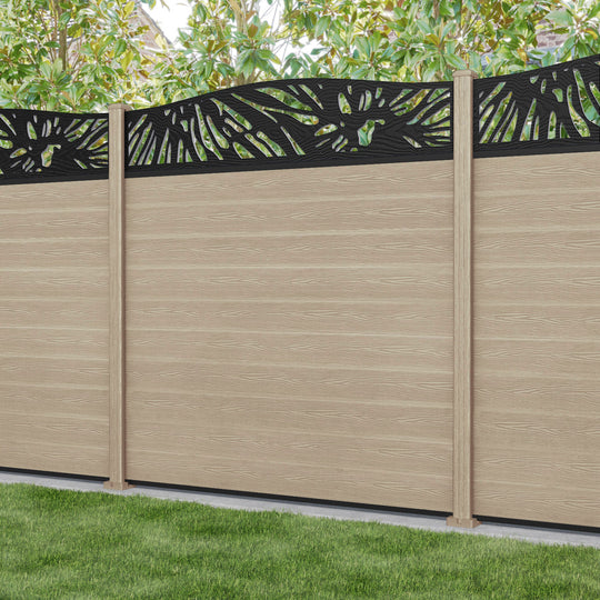 Classic Poppy Curved Top Fence Panel - Light Oak - with our composite posts