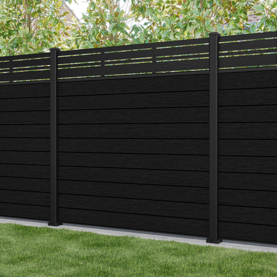 Fusion Linea Fence Panel - Black - with our aluminium posts