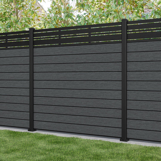 Fusion Linea Fence Panel - Dark Grey - with our aluminium posts