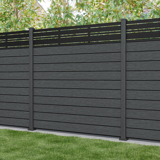 Fusion Linea Fence Panel - Dark Grey - with our composite posts