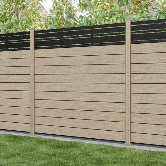 Fusion Linea Fence Panel - Light Oak - with our composite posts