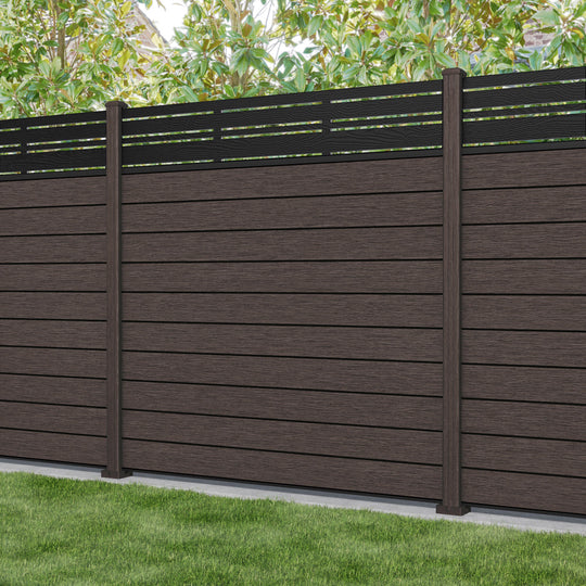 Fusion Linea Fence Panel - Mid Brown - with our composite posts