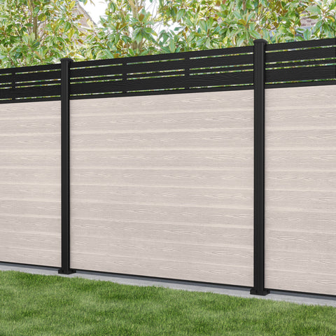 Classic Linea Fence Panel - Mid Stone - with our aluminium posts