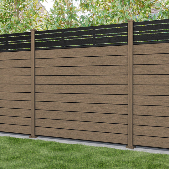 Fusion Linea Fence Panel - Teak - with our composite posts