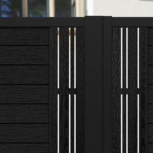 Fusion Linea Straight Top Driveway Gate - Black - Middle & End Screen