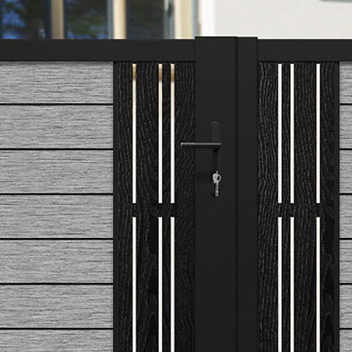 Fusion Linea Straight Top Driveway Gate - Light Grey - Middle & End Screen