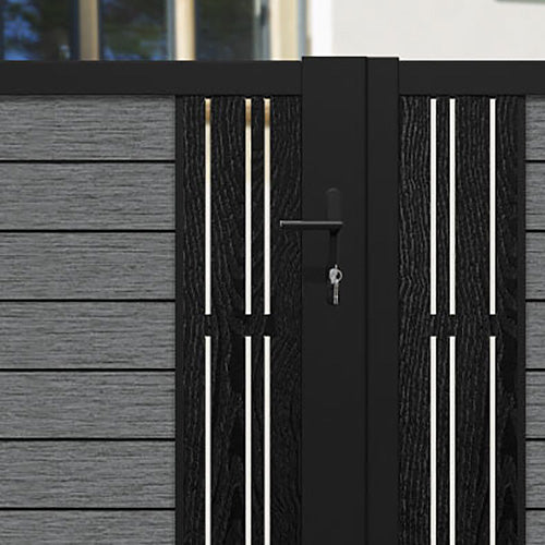 Fusion Linea Straight Top Driveway Gate - Mid Grey - Middle & End Screen