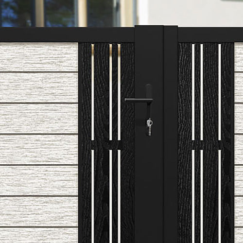 Fusion Linea Straight Top Driveway Gate - Light Stone - Middle & End Screen