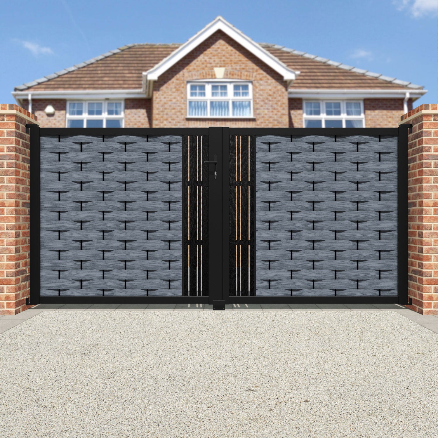 Ripple Linea Straight Top Driveway Gate - Anthracite - Middle Screen