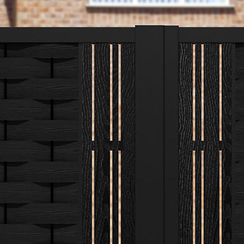 Ripple Linea Straight Top Driveway Gate - Black - Middle & End Screen