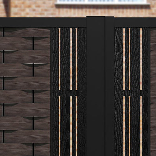 Ripple Linea Straight Top Driveway Gate - Mid Brown - Middle & End Screen
