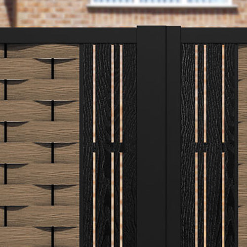 Ripple Linea Straight Top Driveway Gate - Teak - Middle & End Screen