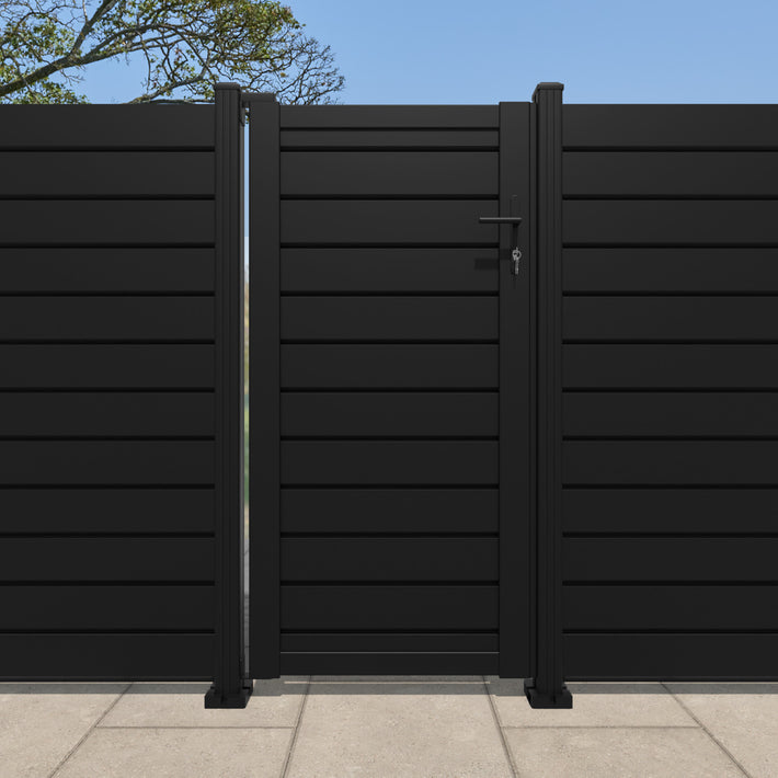 Louvre Aluminium Pedestrian Gate - Black