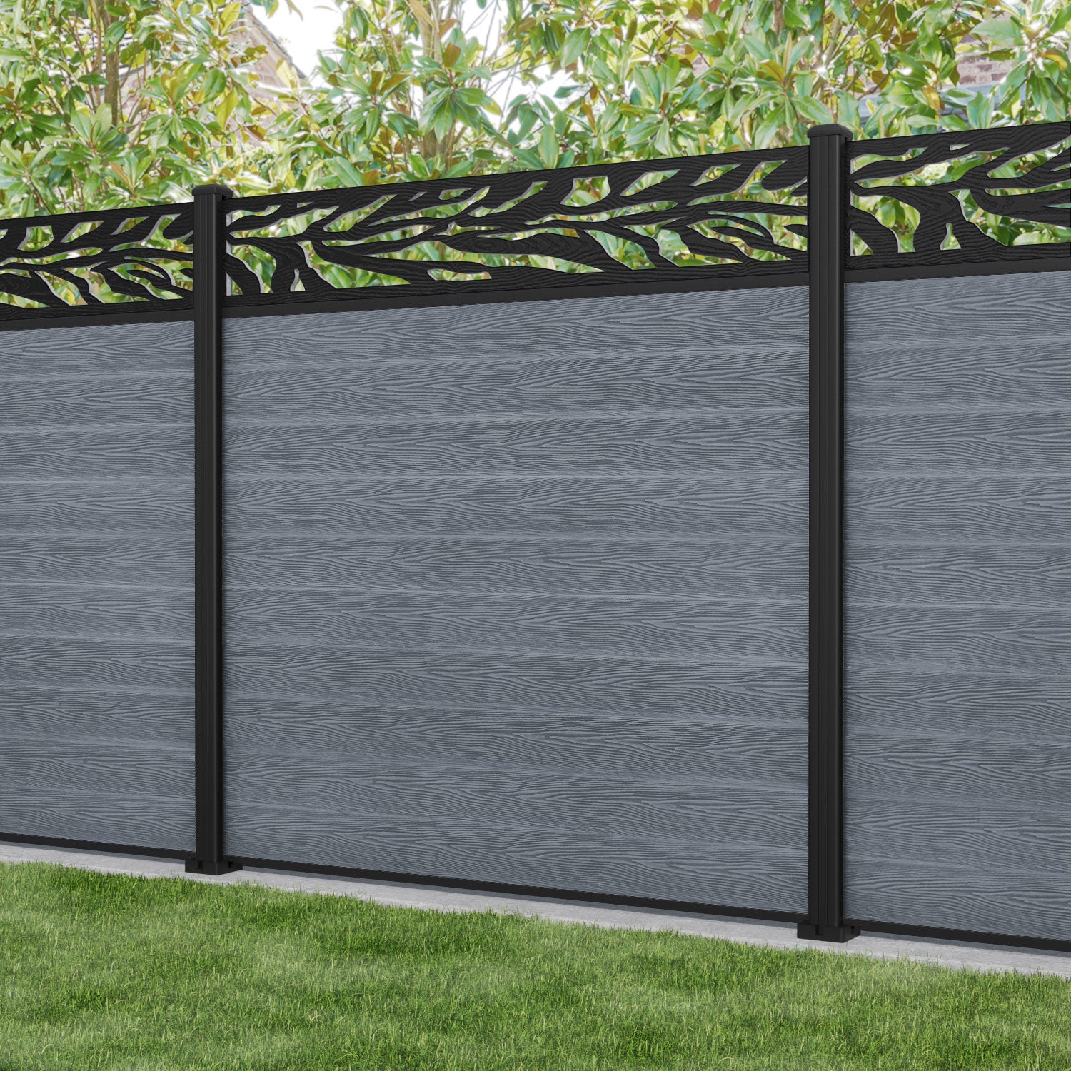 Classic Malawi Fence Panel - Anthracite - with our aluminium posts