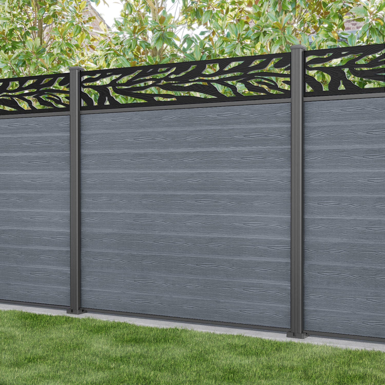 Classic Malawi Fence Panel - Anthracite - with our aluminium posts