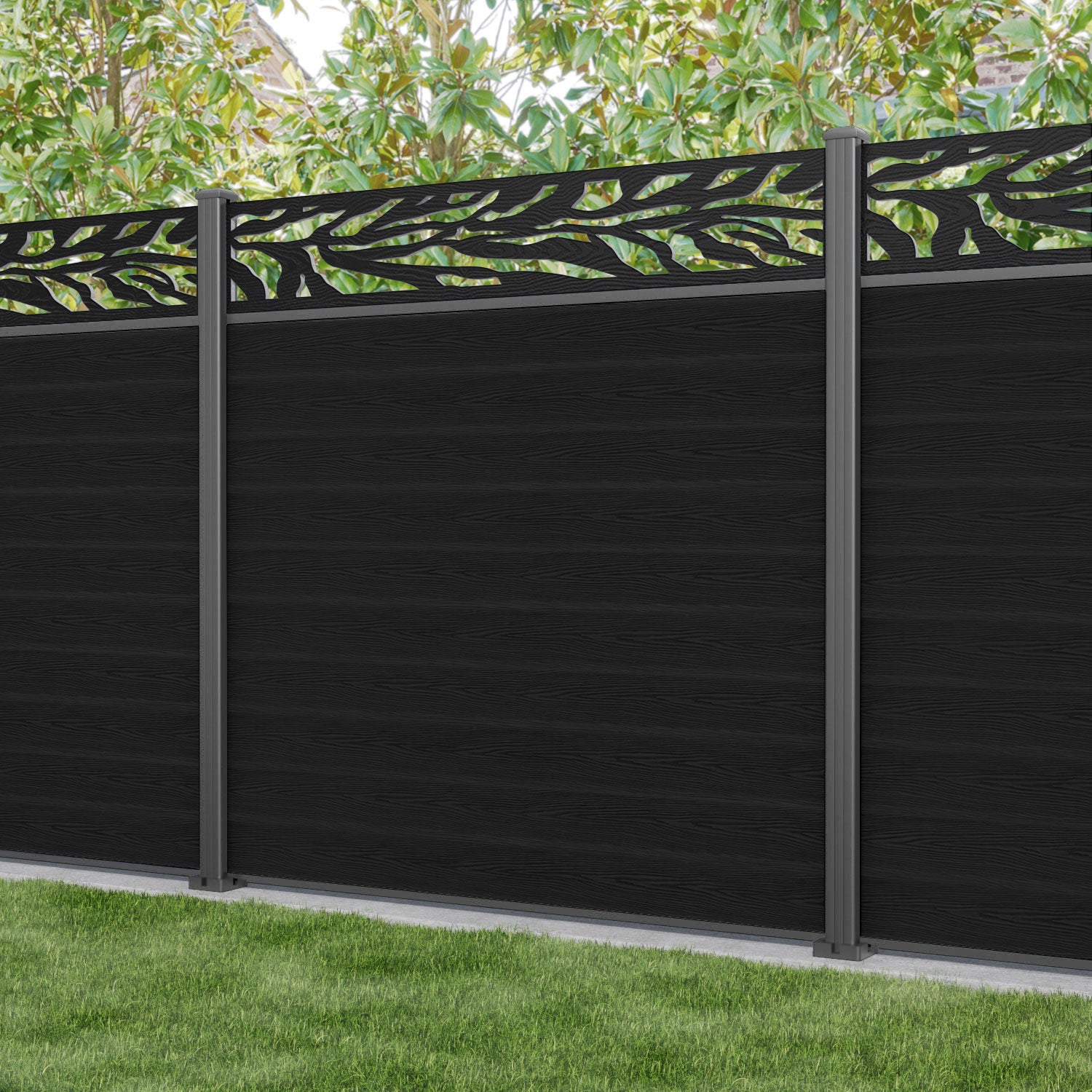 Classic Malawi Fence Panel - Black - with our aluminium posts