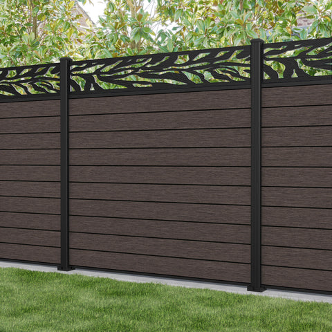 Fusion Malawi Fence Panel - Mid Brown - with our aluminium posts