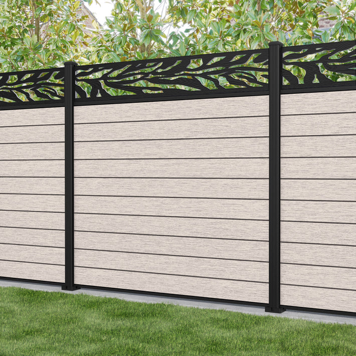 Fusion Malawi Fence Panel - Mid Stone - with our aluminium posts