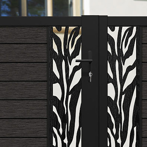 Fusion Malawi Straight Top Driveway Gate - Dark Oak - Middle & End Screen
