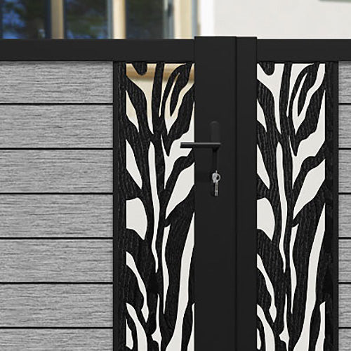 Fusion Malawi Straight Top Driveway Gate - Light Grey - Middle & End Screen