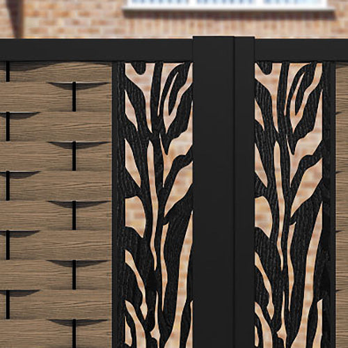 Ripple Malawi Straight Top Driveway Gate - Teak - Middle & End Screen