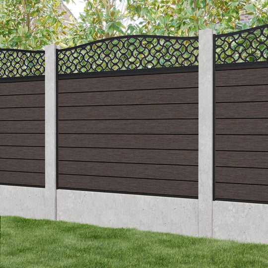 Fusion Vida Curved Top Fence Panel - Mid Brown - for existing concrete posts