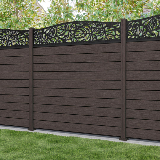 Fusion Botanic Curved Top Fence Panel - Mid Brown - with our composite posts