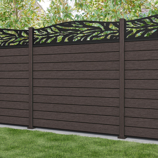 Fusion Narwa Curved Top Fence Panel - Mid Brown - with our composite posts