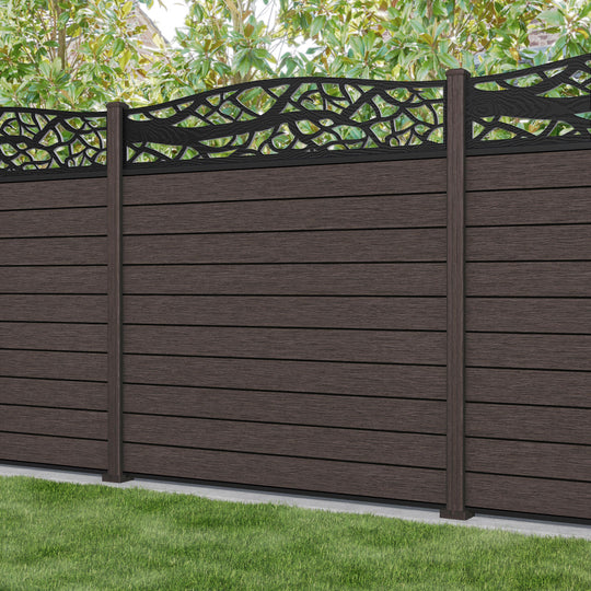 Fusion Twilight Curved Top Fence Panel - Mid Brown - with our composite posts