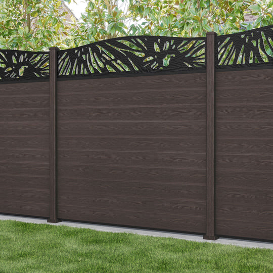 Classic Poppy Curved Top Fence Panel - Mid Brown - with our composite posts