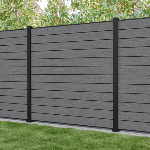 Fusion Fence Panel - Mid Grey - with our aluminium posts