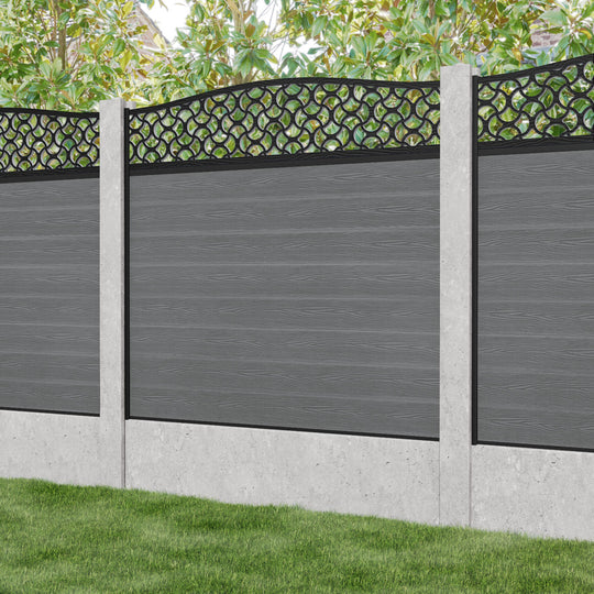 Classic Vida Curved Top Fence Panel - Mid Grey - for existing concrete posts