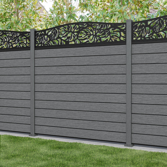 Fusion Botanic Curved Top Fence Panel - Mid Grey - with our composite posts