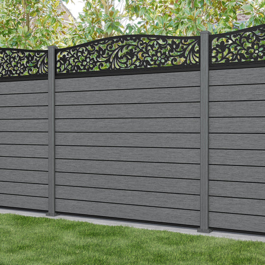 Fusion Eden Curved Top Fence Panel - Mid Grey - with our composite posts