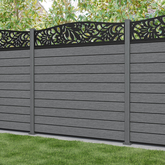 Fusion Heritage Curved Top Fence Panel - Mid Grey - with our composite posts