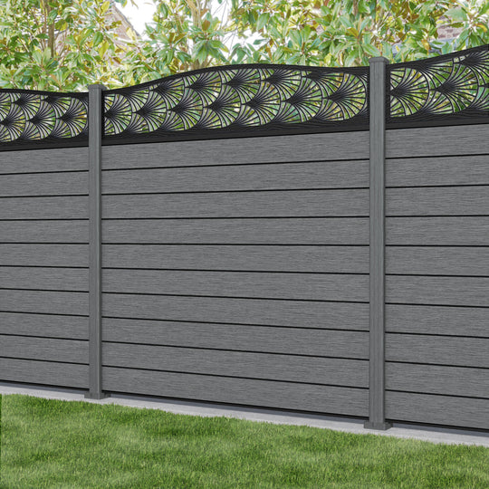 Fusion Laurel Curved Top Fence Panel - Mid Grey - with our composite posts