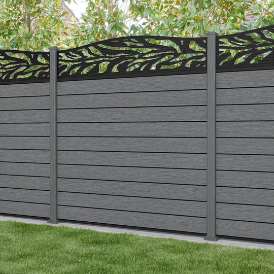 Fusion Malawi Curved Top Fence Panel - Mid Grey - with our composite posts