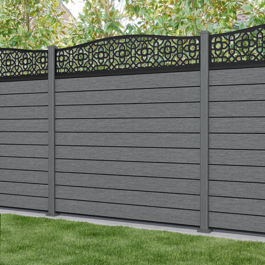 Fusion Nabila Curved Top Fence Panel - Mid Grey - with our composite posts