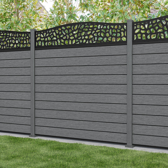 Fusion Pebble Curved Top Fence Panel - Mid Grey - with our composite posts