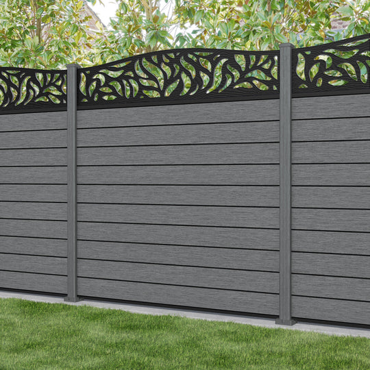 Fusion Plume Curved Top Fence Panel - Mid Grey - with our composite posts