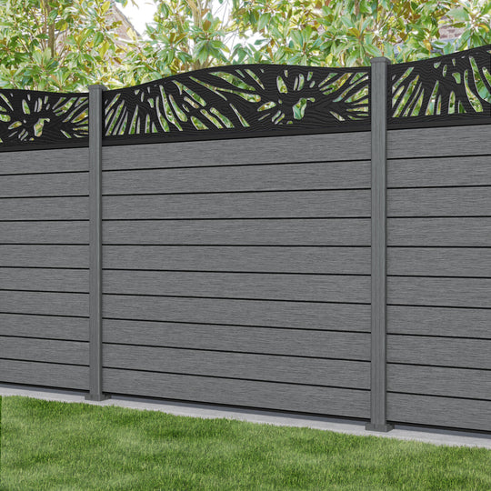 Fusion Poppy Curved Top Fence Panel - Mid Grey - with our composite posts