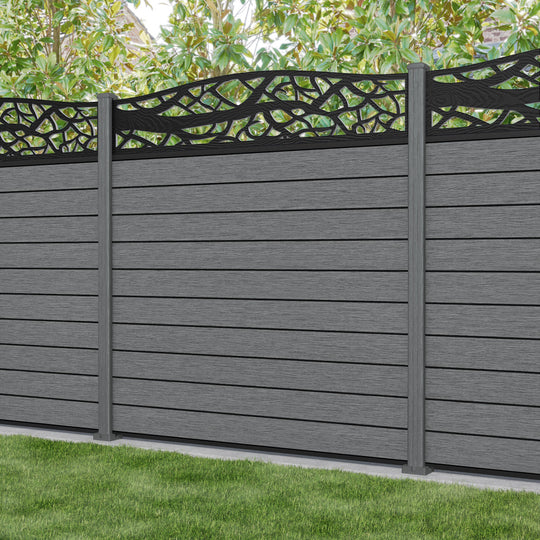 Fusion Twilight Curved Top Fence Panel - Mid Grey - with our composite posts