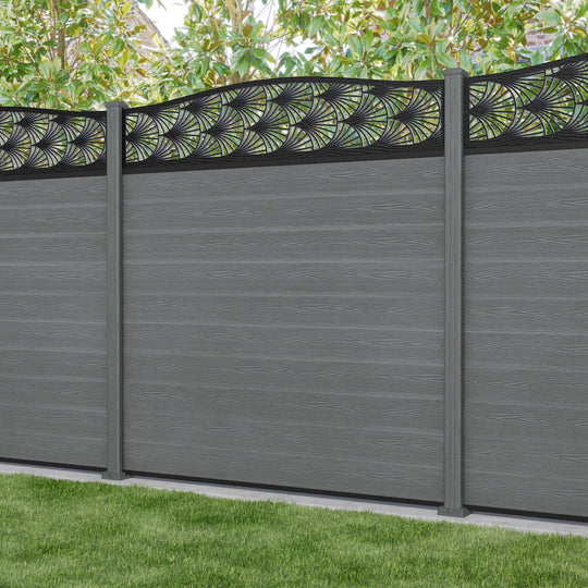 Classic Laurel Curved Top Fence Panel - Mid Grey - with our composite posts