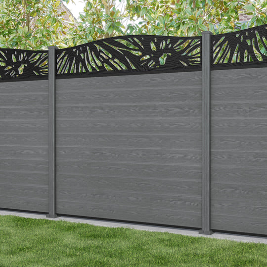 Classic Poppy Curved Top Fence Panel - Mid Grey - with our composite posts