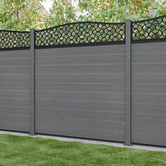 Classic Vida Curved Top Fence Panel - Mid Grey - with our composite posts