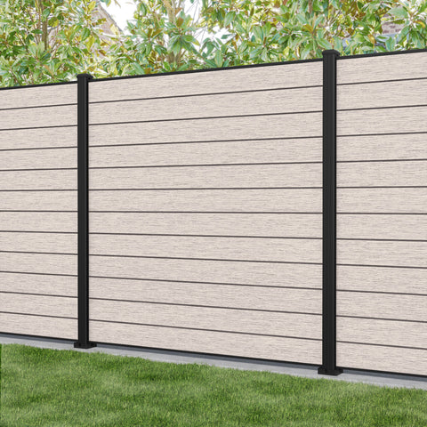 Fusion Fence Panel - Mid Stone - with our aluminium posts