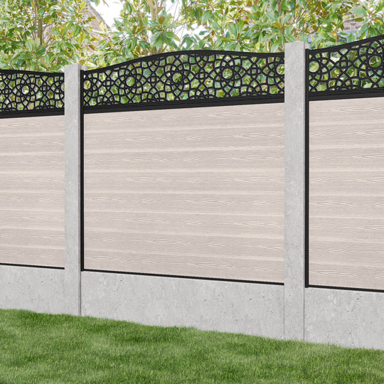 Classic Ambar Curved Top Fence Panel - Mid Stone - for existing concrete posts