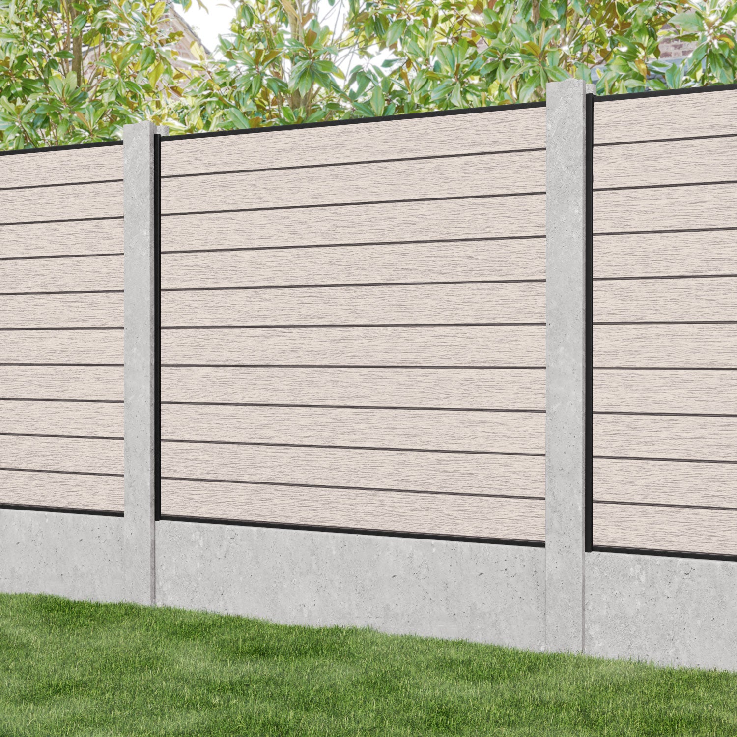 Fusion Fence Panel - Mid Stone - for existing concrete posts